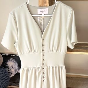 Jessakae dress, soft mint green, size M, brass buttons midway down the front